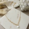 Diamentowany chain z białym kamyczkiem